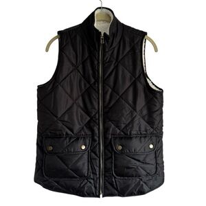 New Mudpie Duncan Sherpa Vest Quilted Zip Up Warm Fall Layer Hiking Travel Small